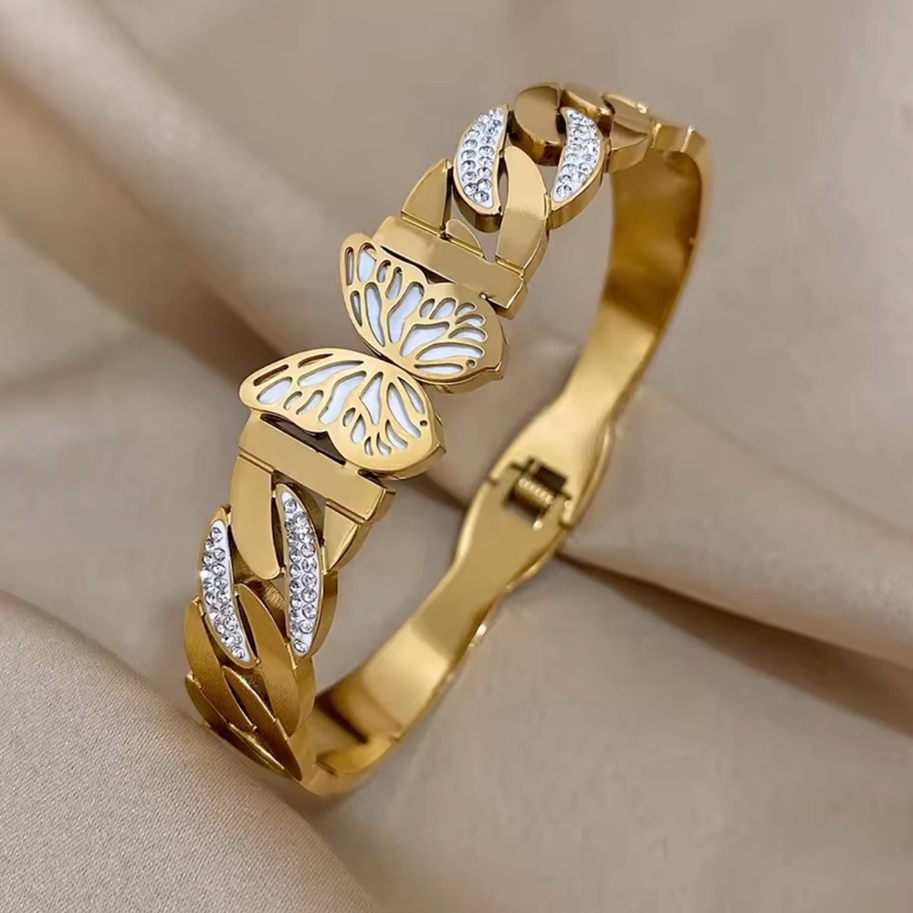 Chunky Butterfly Stainless Steel Bangle Bracelet New - Picture 2 of 5